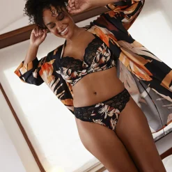 Kimono pyjama homewear - Noir en viscose