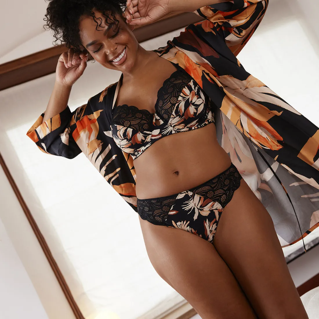 Kimono pyjama homewear - Noir en viscose