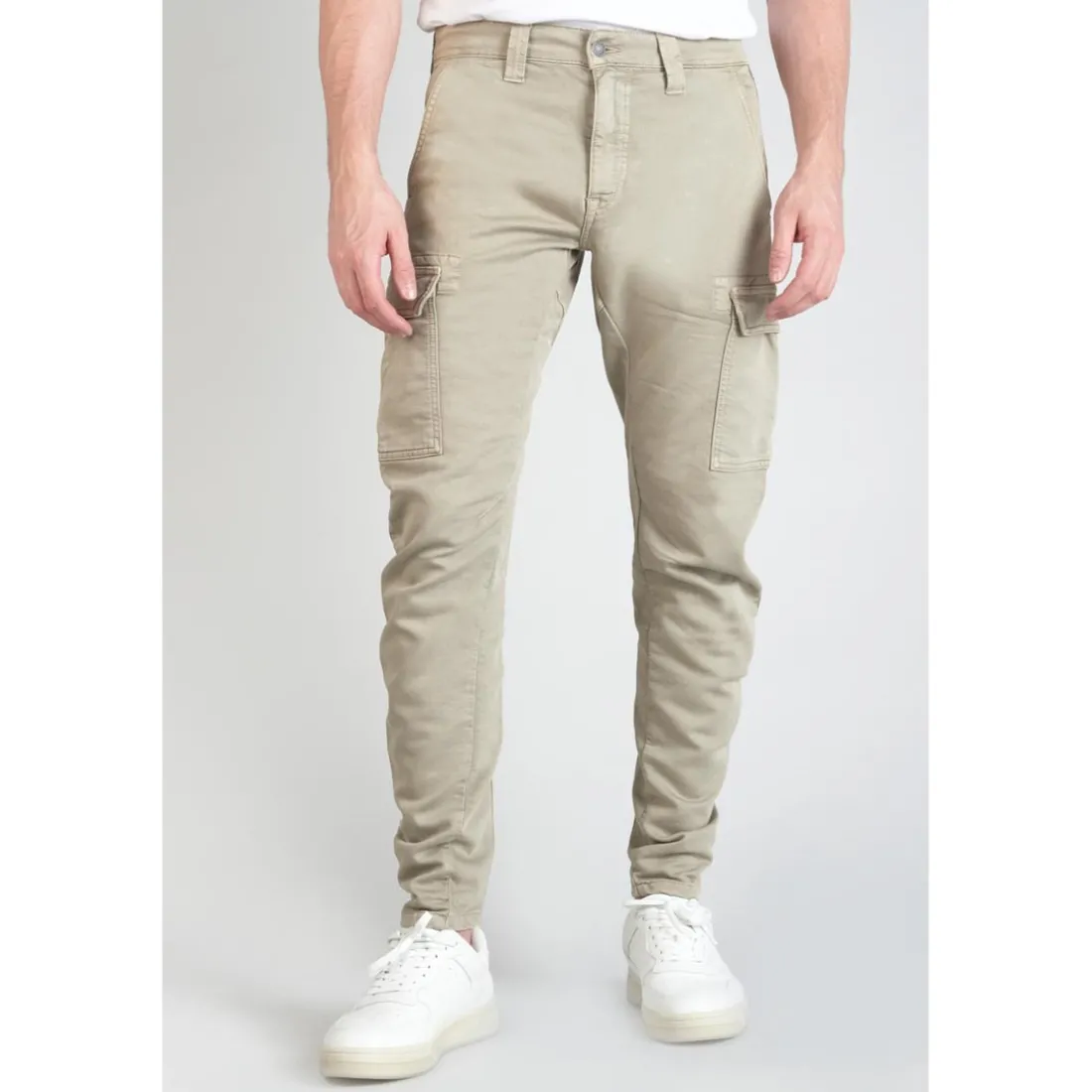 Koge Army Jogg tapered arqué beige blanc en coton