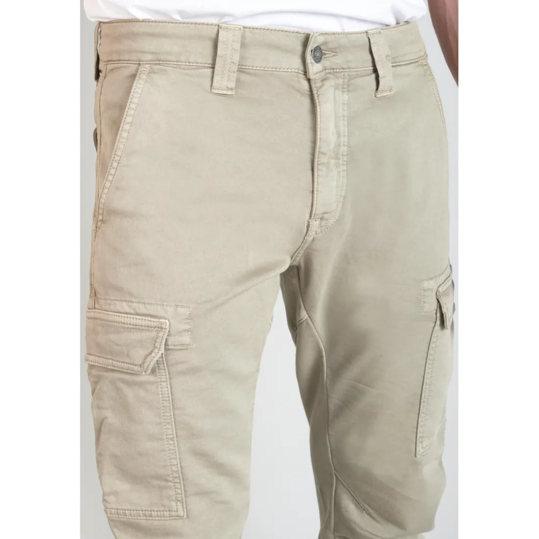 Koge Army Jogg tapered arqué beige blanc en coton