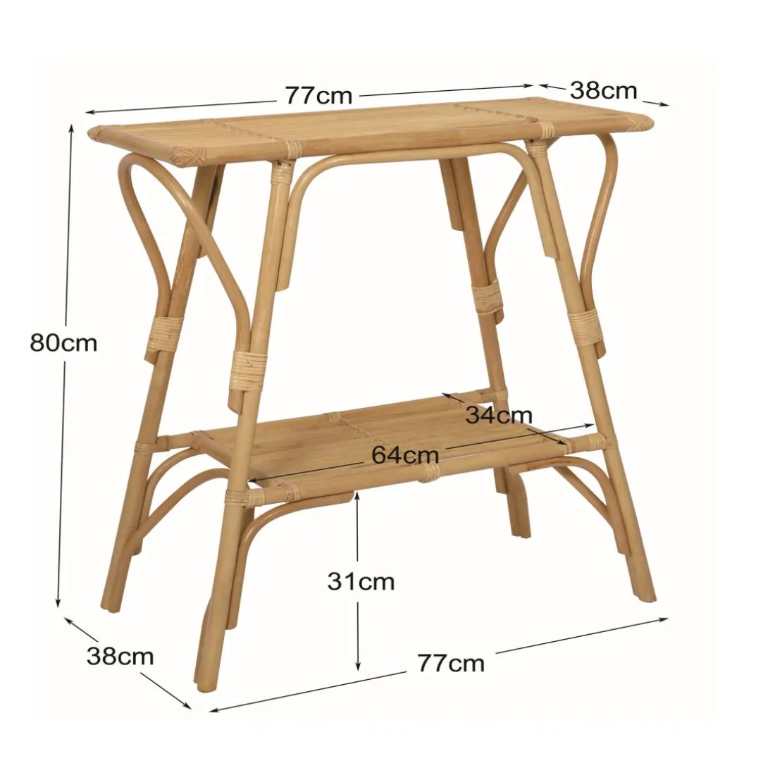 La console NUHA design scandinave et sa structure en rotin durable