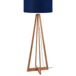 Lampadaire Abat-jour Bleu Jean en Bois EVEREST