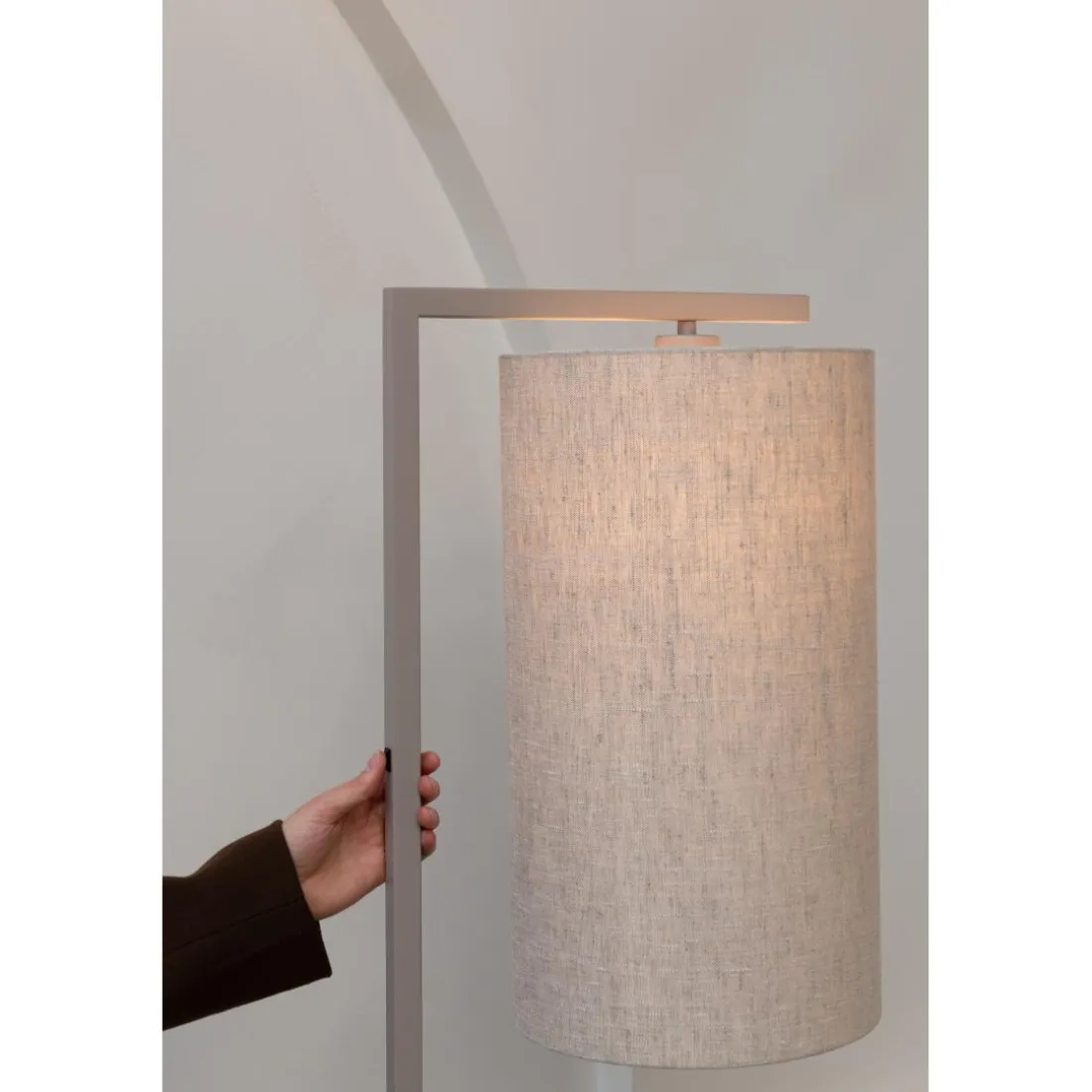 Lampadaire Boston sable abat-jour lin fonce