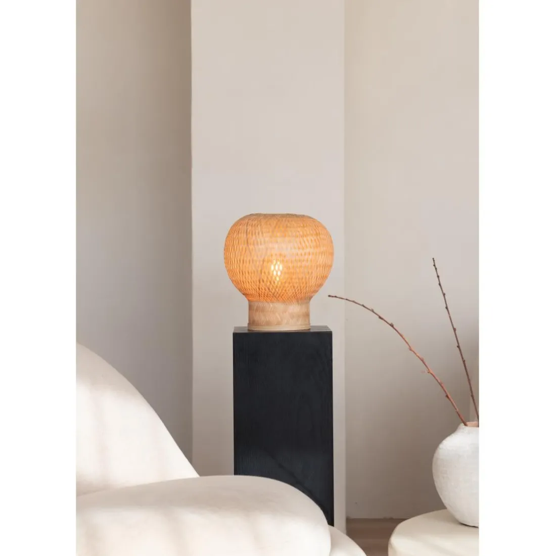 Lampe de table Barbados bambou globe naturel