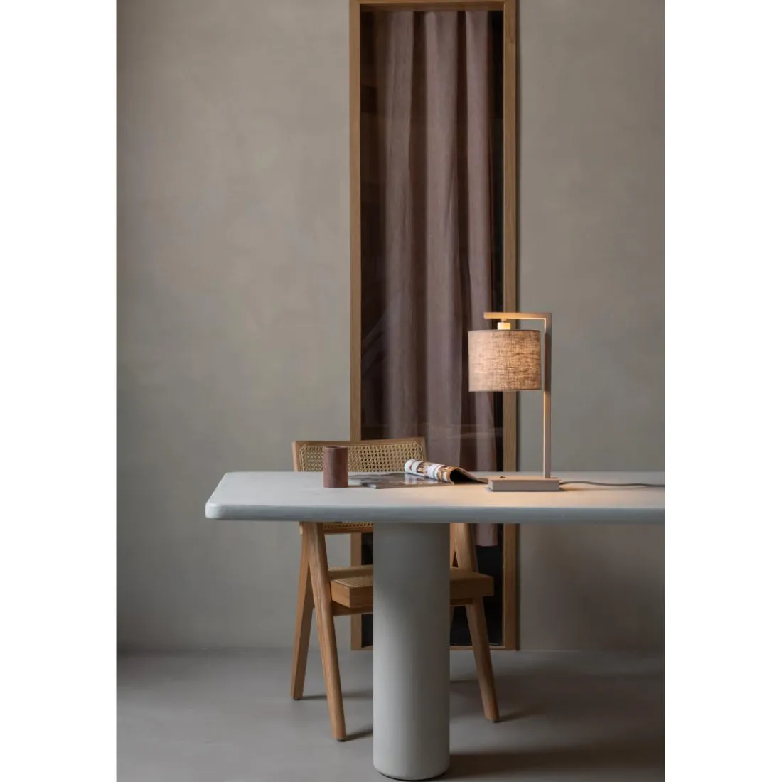 Lampe de table Boston sable abat-jour lin fonce