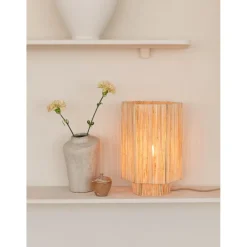 Lampe de table raphia Panama ronde octogonale naturel