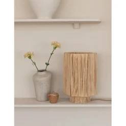 Lampe de table raphia Panama ronde octogonale naturel