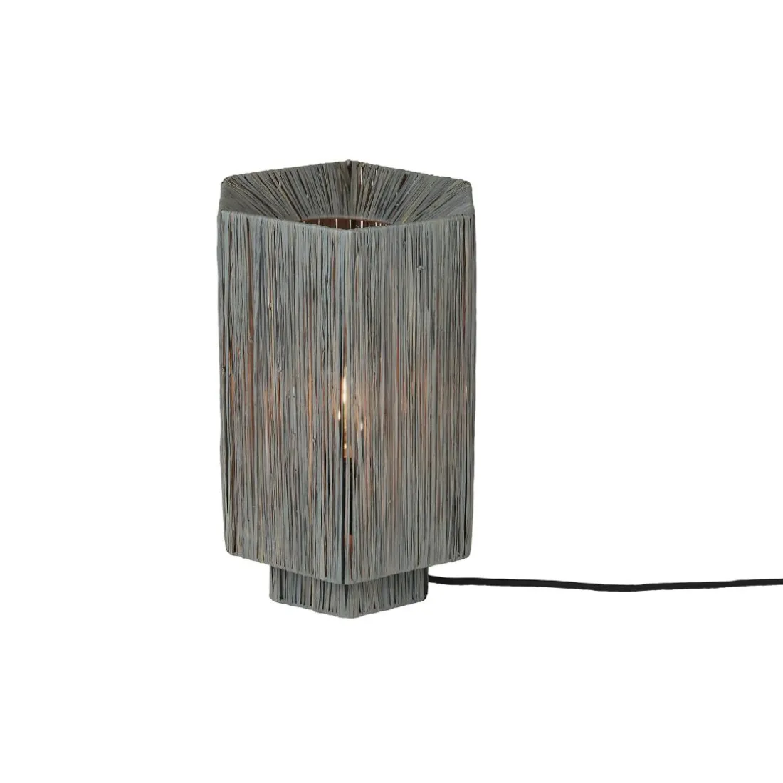 Lampe de table raphia Panama ronde octogonale gris
