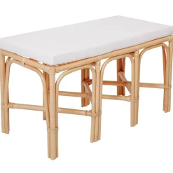 Le banc SULAWESI design scandinave épuré assise en rotin naturel et tissu etanche