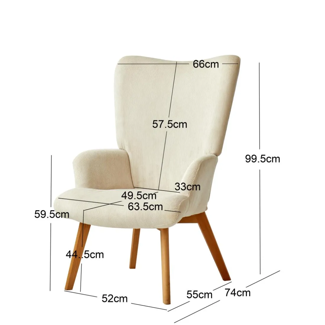 Le fauteuil de salon MALMO design scandinave beige