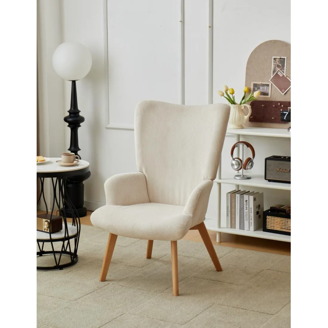Le fauteuil de salon MALMO design scandinave beige