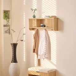 Le Porte-Manteau mural en bois 2 Portes Style Japandi 2 Crochets KONDO style scandinave pour une touche de modernité et d'élégance