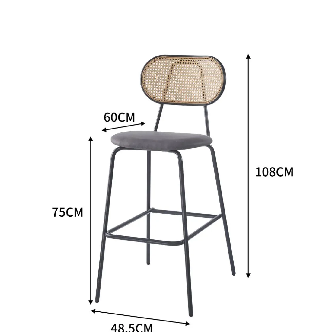 Le tabouret de bar OREBRO design industriel élégant assise garnie de mousse ultra-dense