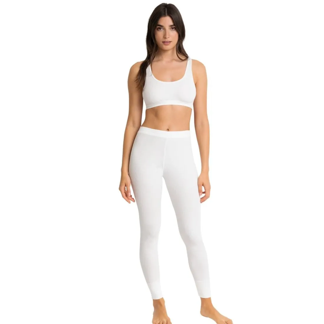 Legging taille haute en coton - Blanc