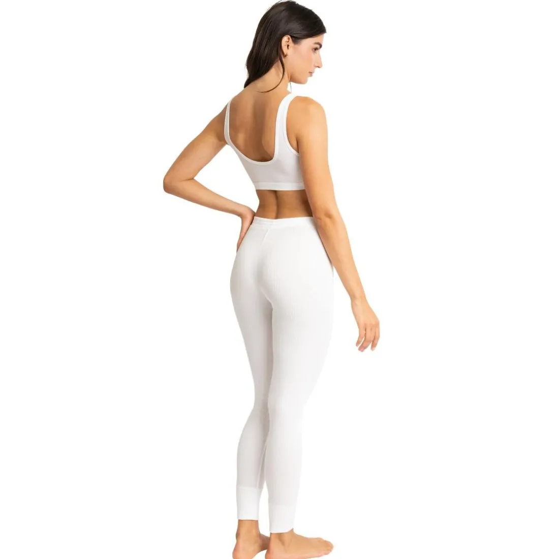 Legging taille haute en coton - Blanc