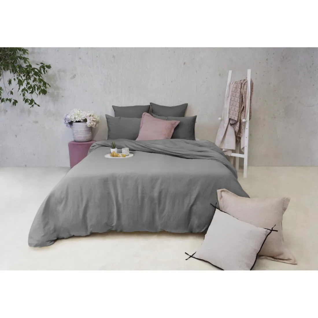 Les Prodigieuses - Housse de couette en satin de coton - Gris foncé