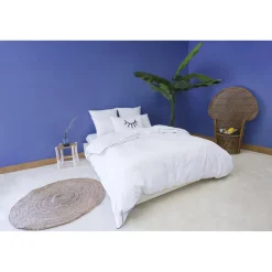 Les signatures - Housse de couette en percale de coton - blanc/passepoil noir
