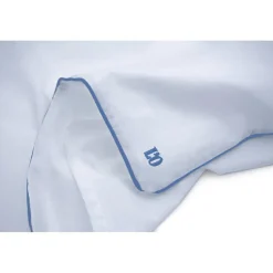 Les signatures - Housse de couette en percale de coton - bleu ciel/passepoil bleu marine