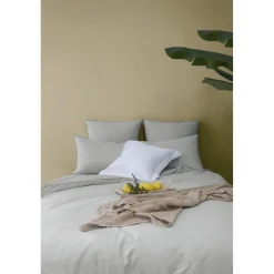 Les signatures - Housse de couette en percale de coton - Gris perle/passepoil gris foncé