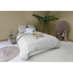 Les signatures - Housse de couette en percale de coton - Gris perle/passepoil gris foncé