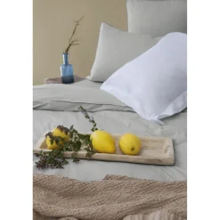 Les signatures - Housse de couette en percale de coton - Gris perle/passepoil gris foncé