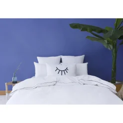 Les signatures - Taie d'oreiller en percale de coton - Blanc /Broderie noir