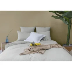 Les signatures - Taie d'oreiller en percale de coton - Gris perle/passepoil gris foncé