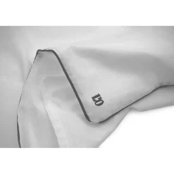 Les signatures - Taie d'oreiller en percale de coton - Gris perle/passepoil gris foncé