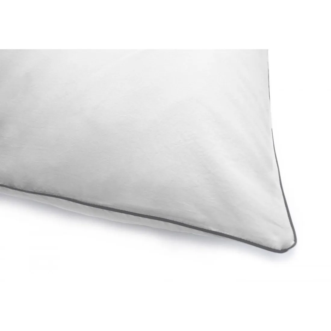 Les signatures - Taie d'oreiller en percale de coton - Gris perle/passepoil gris foncé