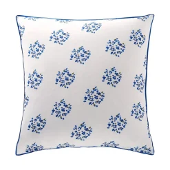 Linge de lit en coton TANIA fleurs bleues