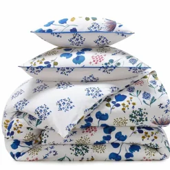 Linge de lit en coton TANIA fleurs bleues