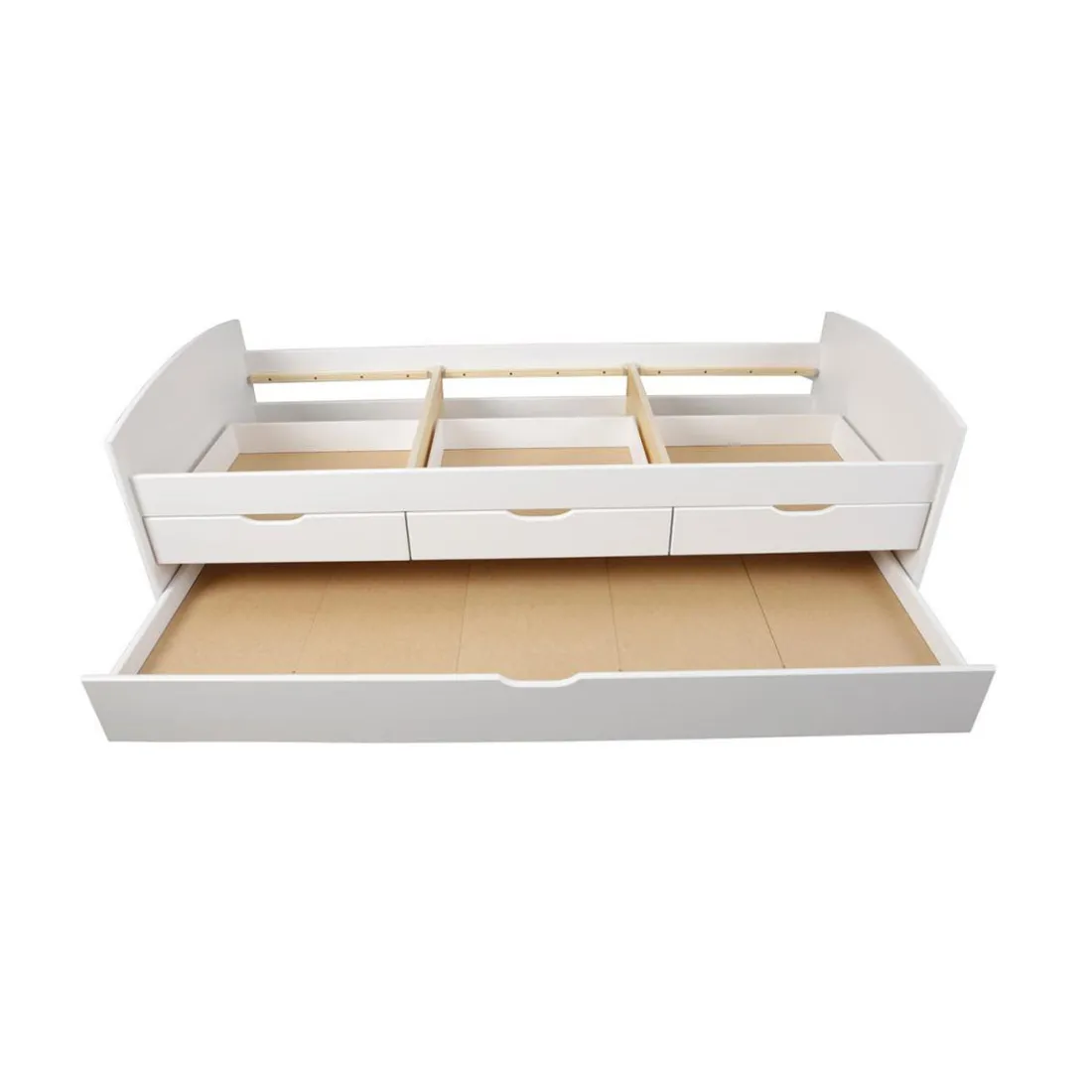 Lit à rangement 90 x 200 cm Pin Massif Blanc