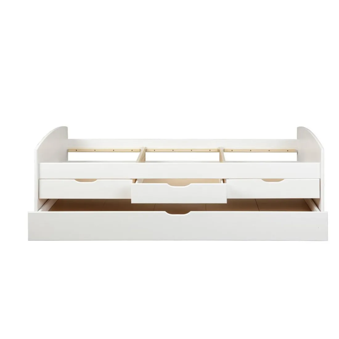 Lit à rangement 90 x 200 cm Pin Massif Blanc