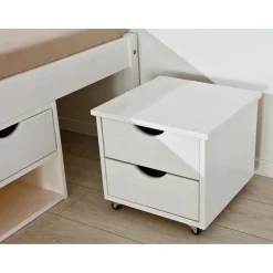 Lit à Rangements en Pin Massif Blanc WYSOKI