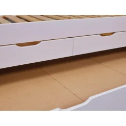 Lit à tiroirs 90x200 cm pin massif blanc