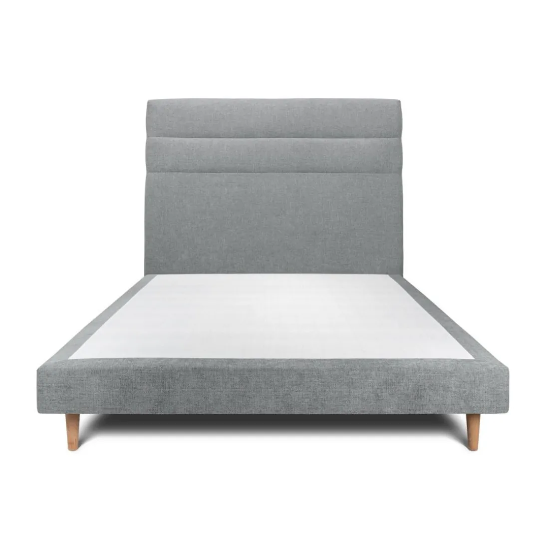 Lit avec tête de lit lignes tissu et sommier tapissier anthracite