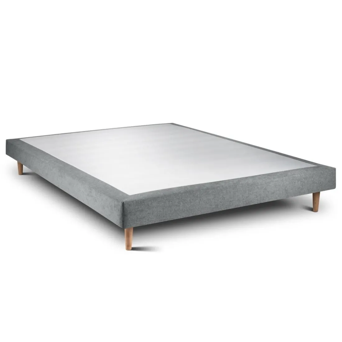 Lit avec tête de lit lignes tissu et sommier tapissier anthracite