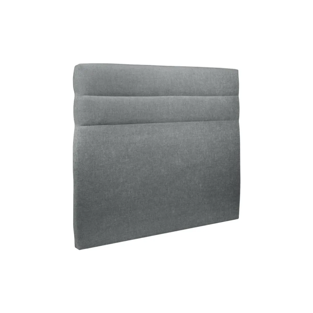 Lit avec tête de lit lignes tissu et sommier tapissier anthracite