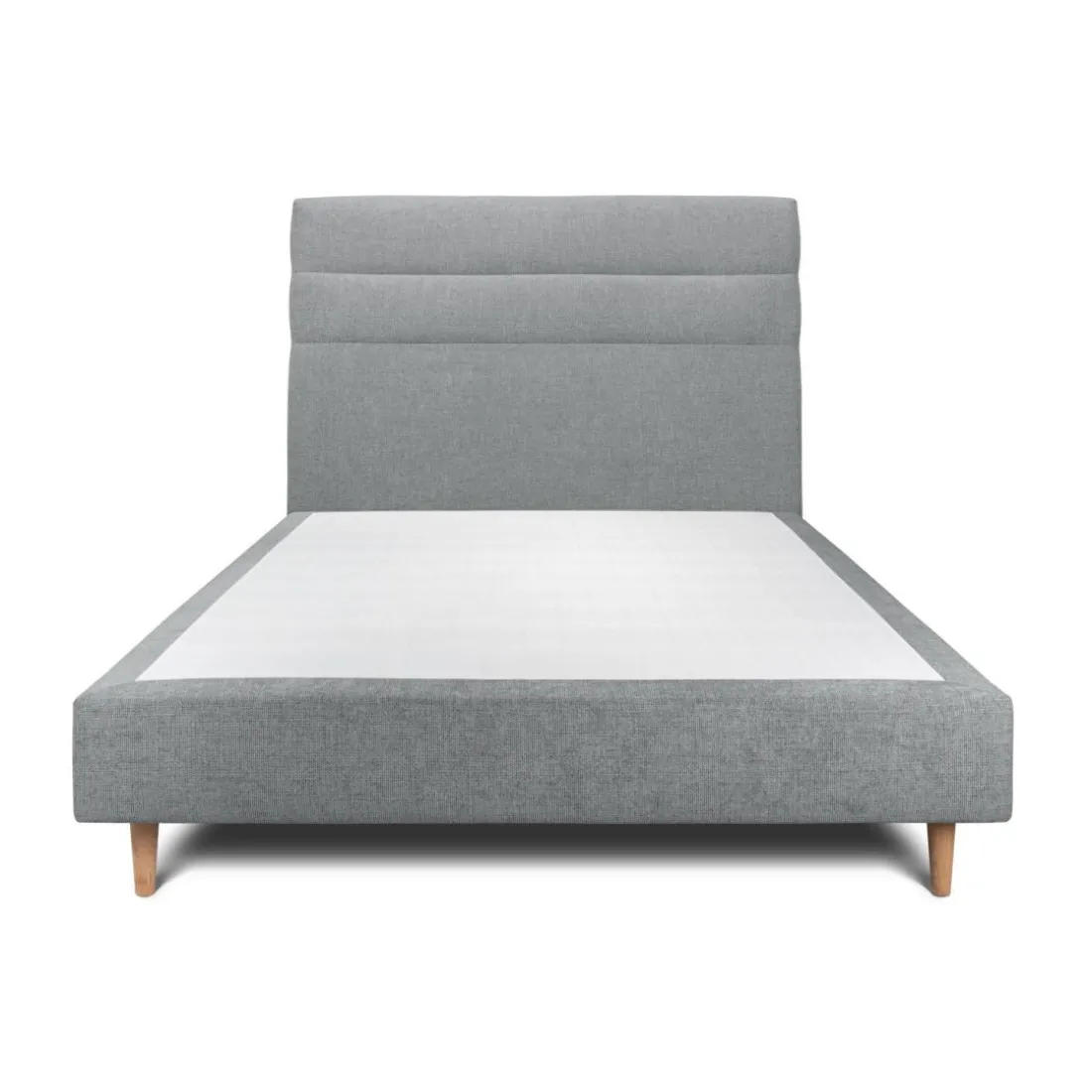 Lit avec tête de lit lignes tissu et sommier tapissier gris anthracite