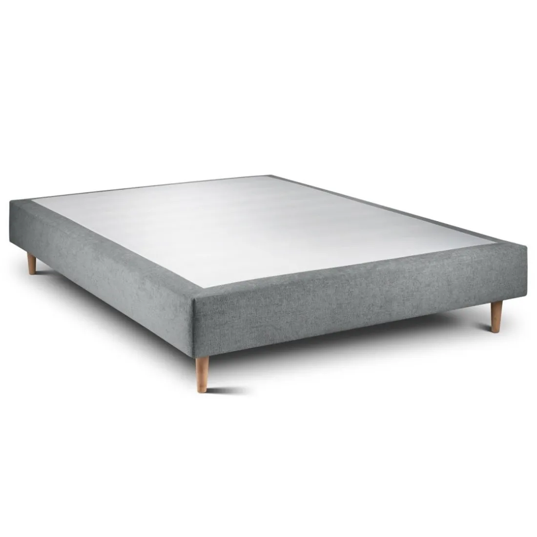 Lit avec tête de lit lignes tissu et sommier tapissier gris anthracite
