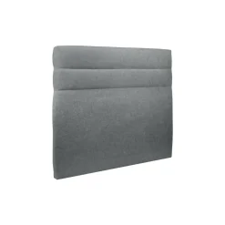 Lit avec tête de lit lignes tissu et sommier tapissier gris anthracite