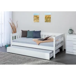 Lit Banquette SINTRO 90X200 Vernis Blanc