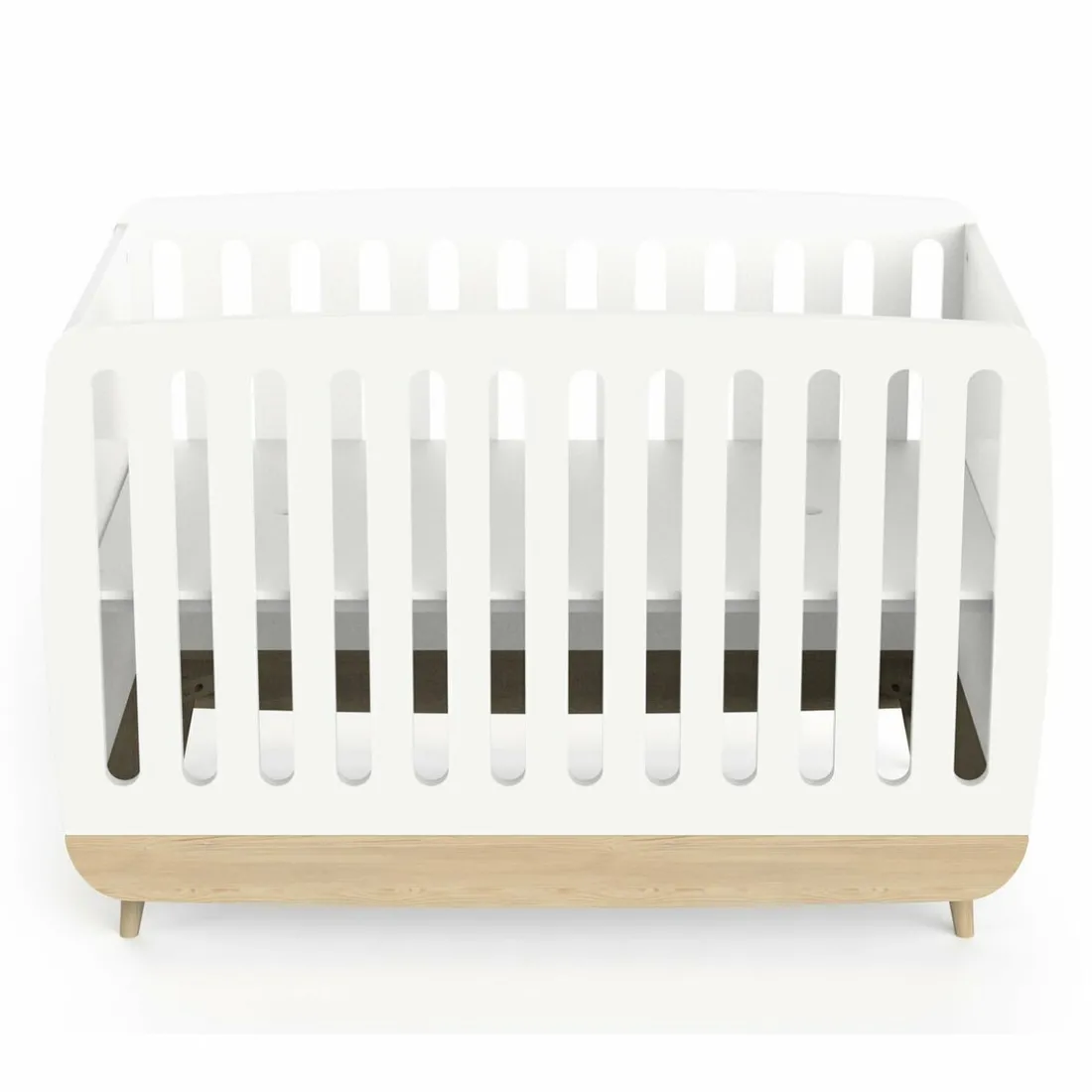Lit Bébé FIRMIANA blanc et pin naturel