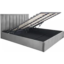 Lit Coffre + Sommier Gris Argent DREAMY 180cm