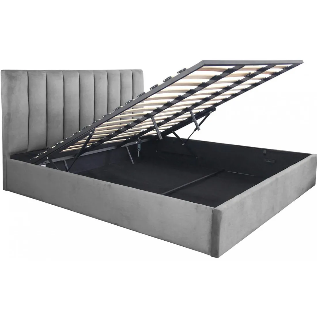 Lit Coffre + Sommier Gris Argent DREAMY 180cm