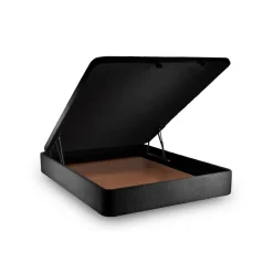Lit coffre avec tête de lit lignes Bouclette Noir