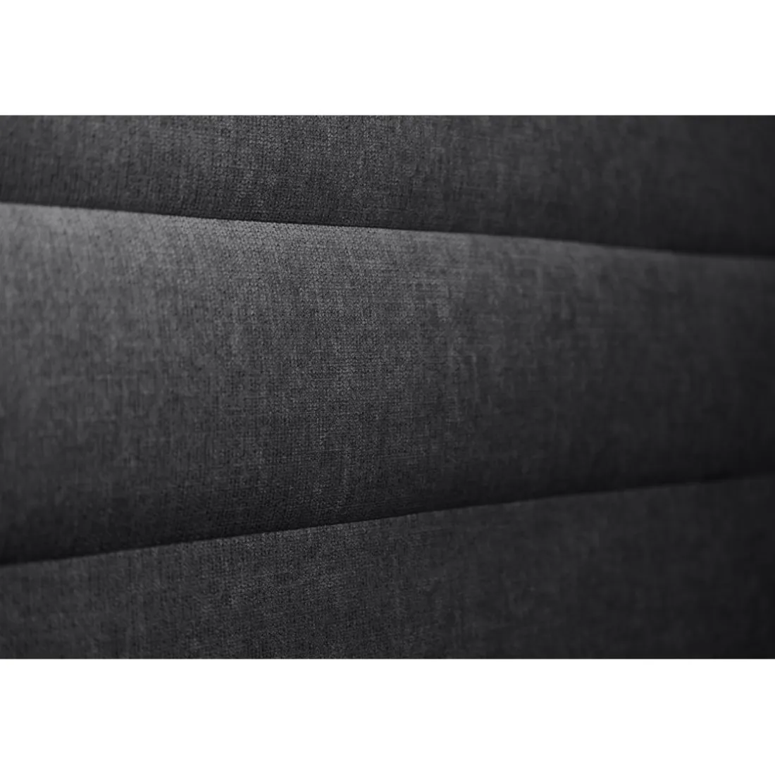 Lit coffre avec tête de lit lignes Tissu Noir