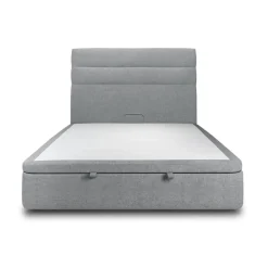 Lit coffre avec tête de lit lignes Tissu Gris anthracite