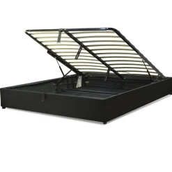 Lit coffre cancun similicuir noir