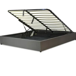 Lit coffre cancun tissu gris clair